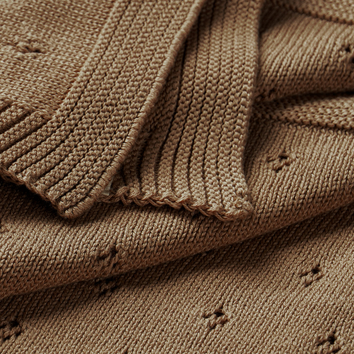 Organic Cotton Pointelle Baby Blanket - Brown - HoneyBug