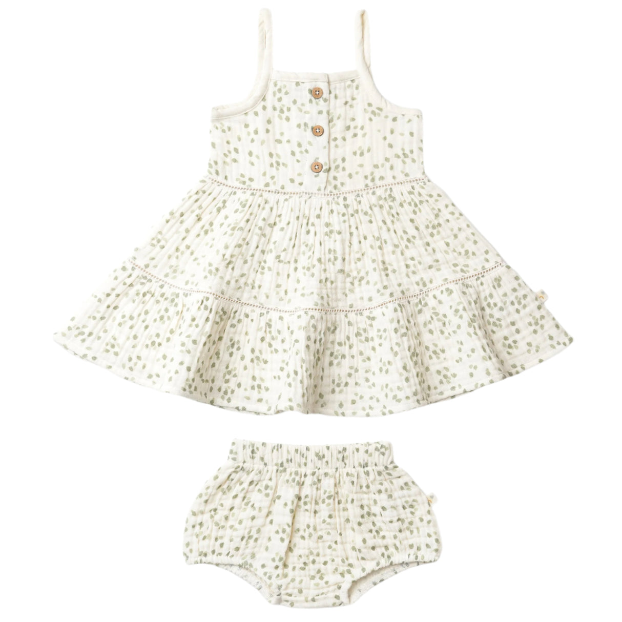 Organic Buttoned Tiered Dress - Petals - HoneyBug