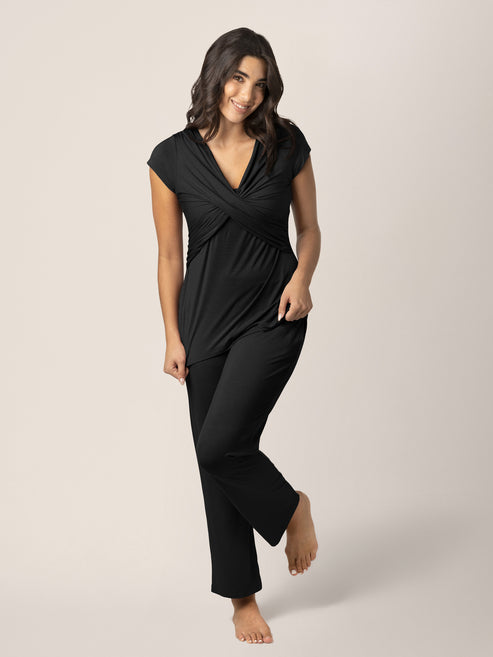 Davy Nursing & Maternity Pajama Set | Black - HoneyBug