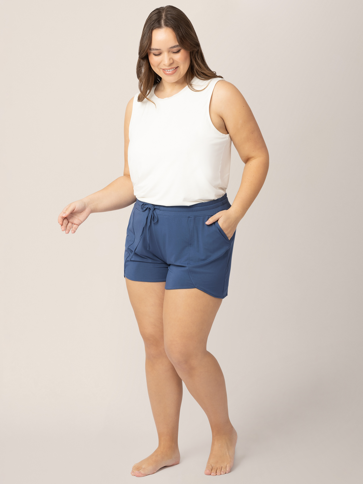Bamboo Maternity & Postpartum Lounge Shorts | Slate Blue - HoneyBug