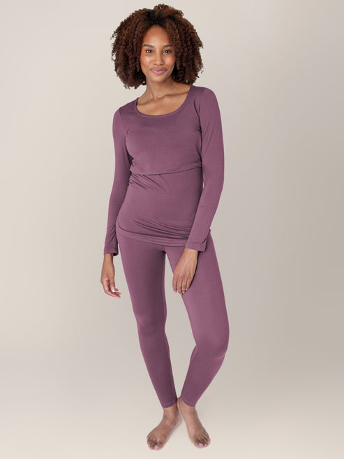 Jane Nursing Pajama Set | Burgundy Plum - HoneyBug