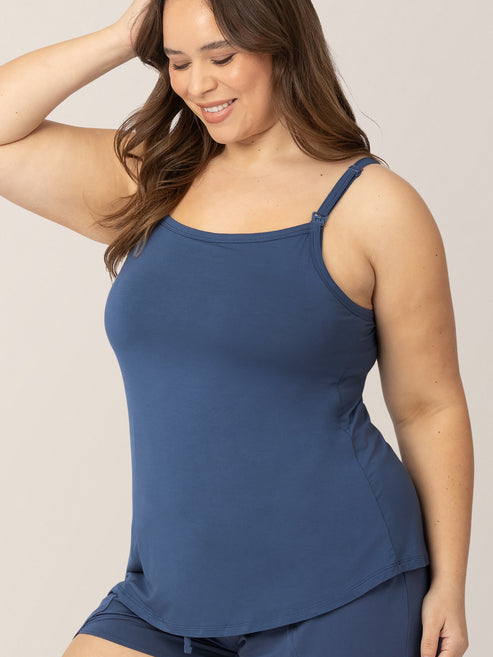 Bamboo Lounge Around Nursing & Maternity Tank | Slate Blue - HoneyBug