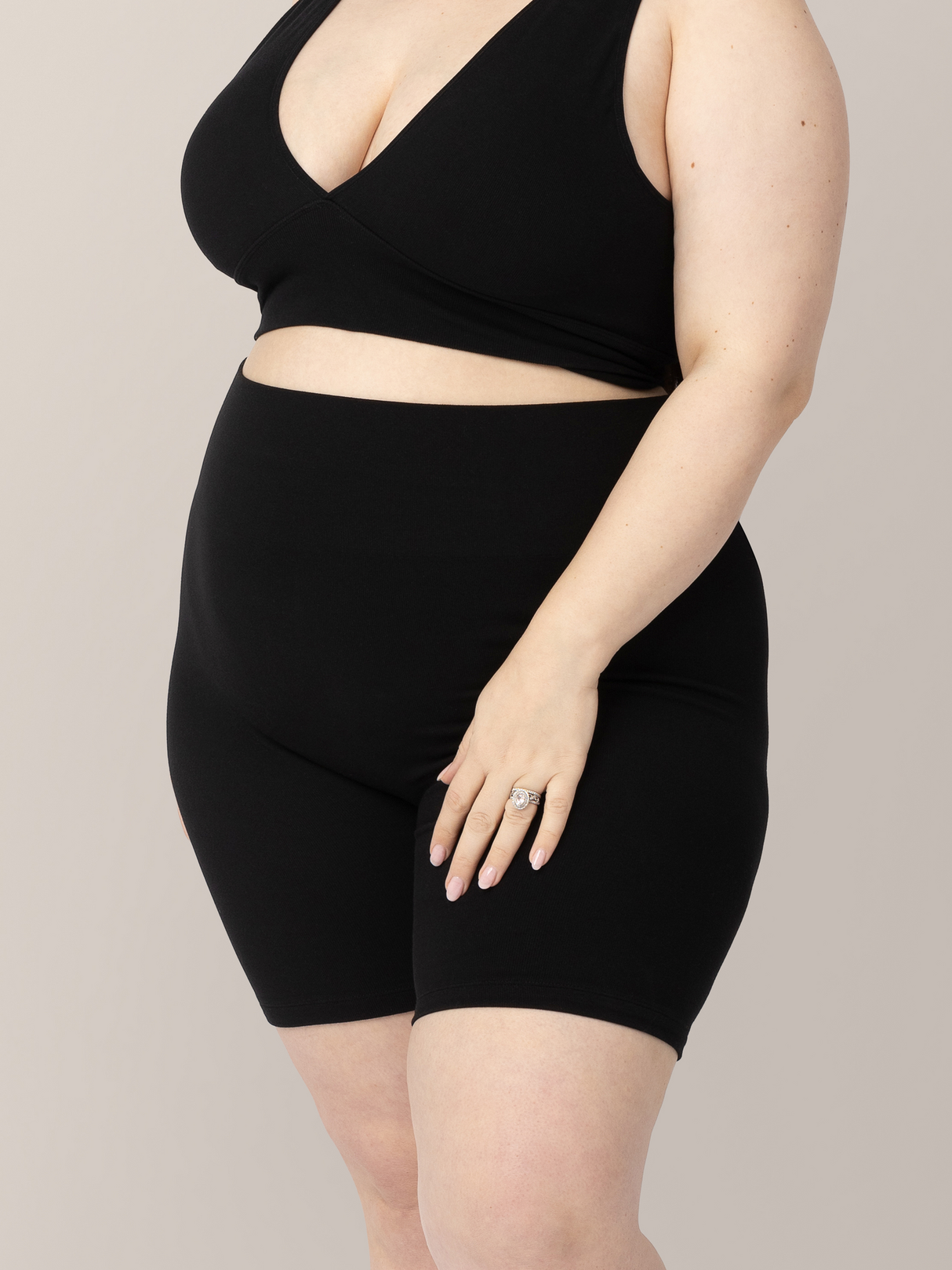 Sublime® Bamboo Maternity & Postpartum Bike Short | Black - HoneyBug