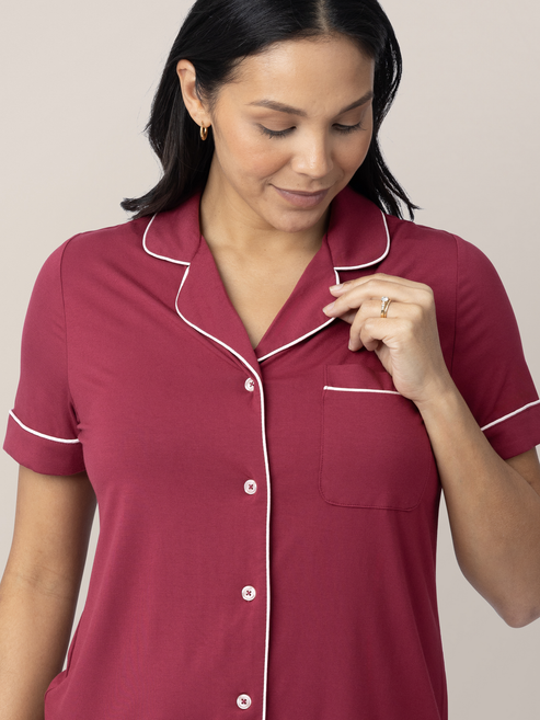 Clea Bamboo Classic Short Sleeve Pajama Set | Deep Berry - HoneyBug