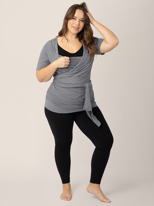 Organic Cotton Skin to Skin Wrap Top | Charcoal Grey Heather - HoneyBug