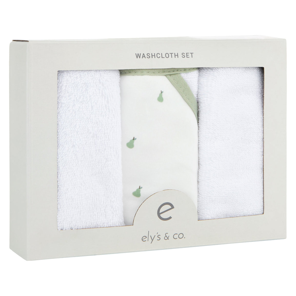 3 Pack Washcloth Set - Sage Pear - HoneyBug
