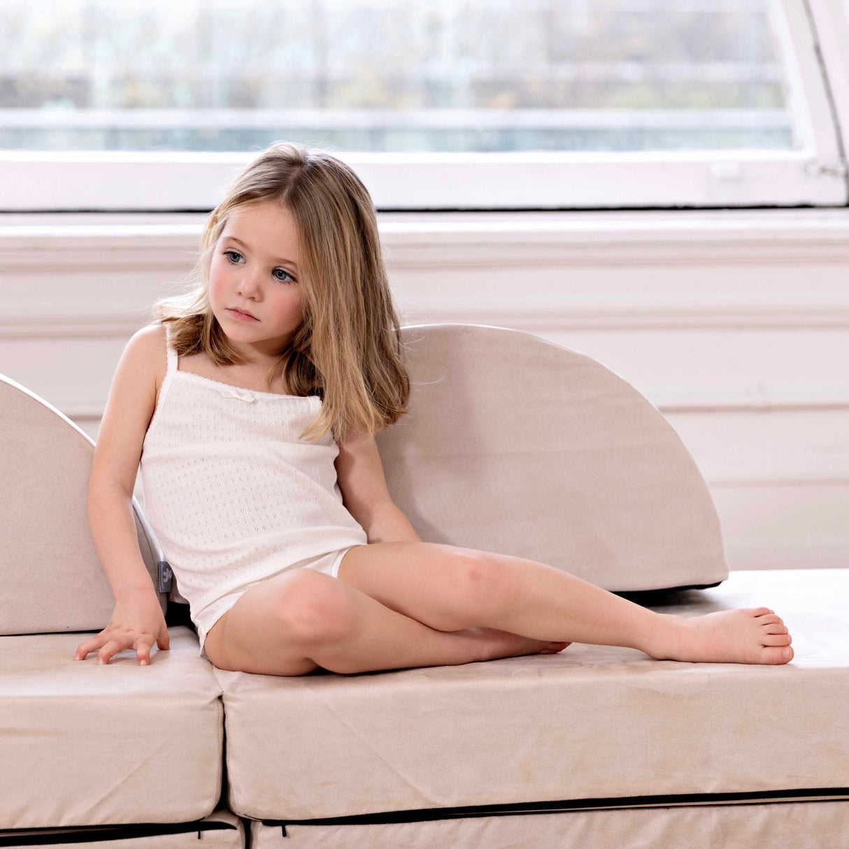 Pointelle White, Girl (2 Sets) - HoneyBug