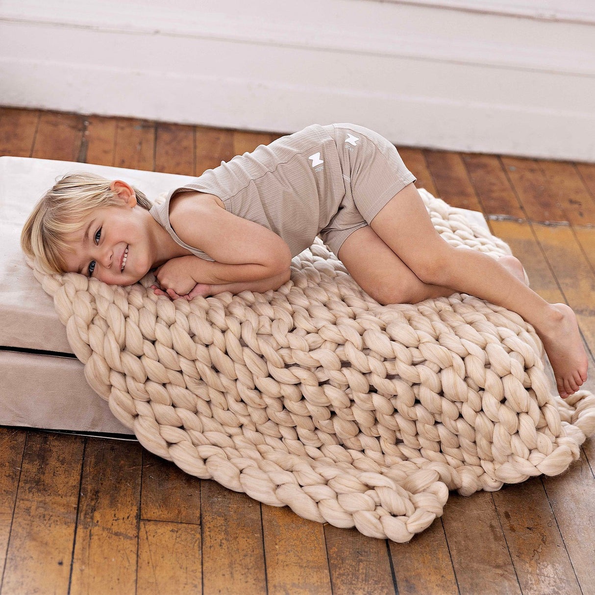 Ribbed Taupe + White (3 Boxers) - HoneyBug