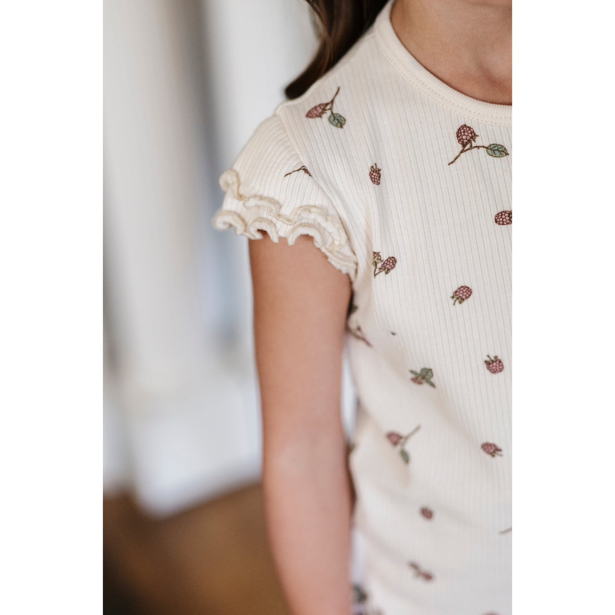 Ribbed Cotton - Raspberries Collection - Short Sleeve Lounge Set - HoneyBug