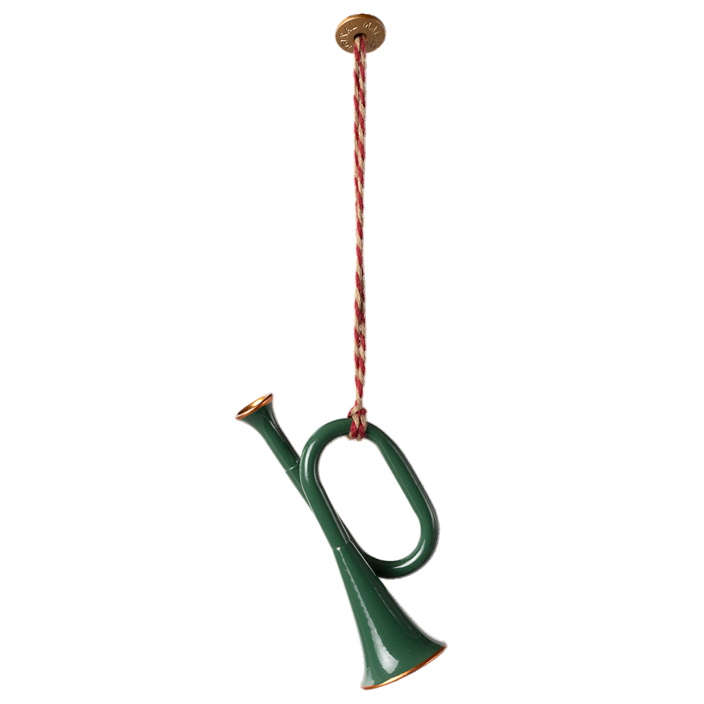 Metal ornament, Trumpet - Dark green - HoneyBug