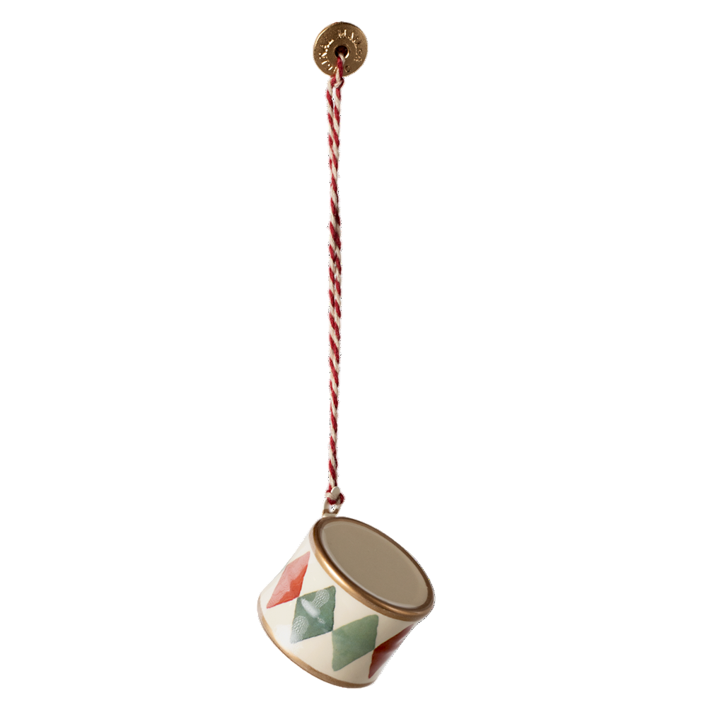 Metal Ornament, Small Drum - Classic Green - HoneyBug