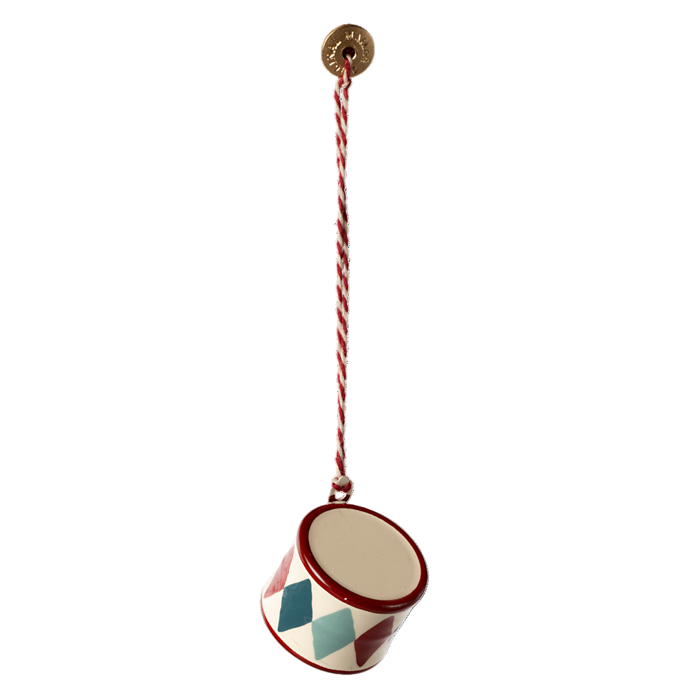Metal Ornament, Small Drum - Classic Red - HoneyBug