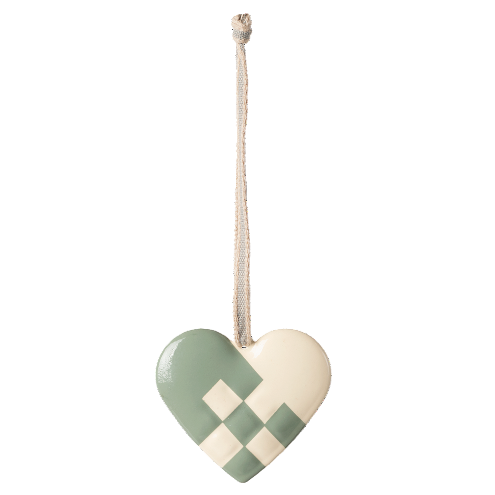 Metal Ornament, Small Heart - Mint - HoneyBug