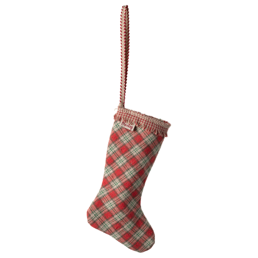 Stocking Ornament, Checker - Red - HoneyBug