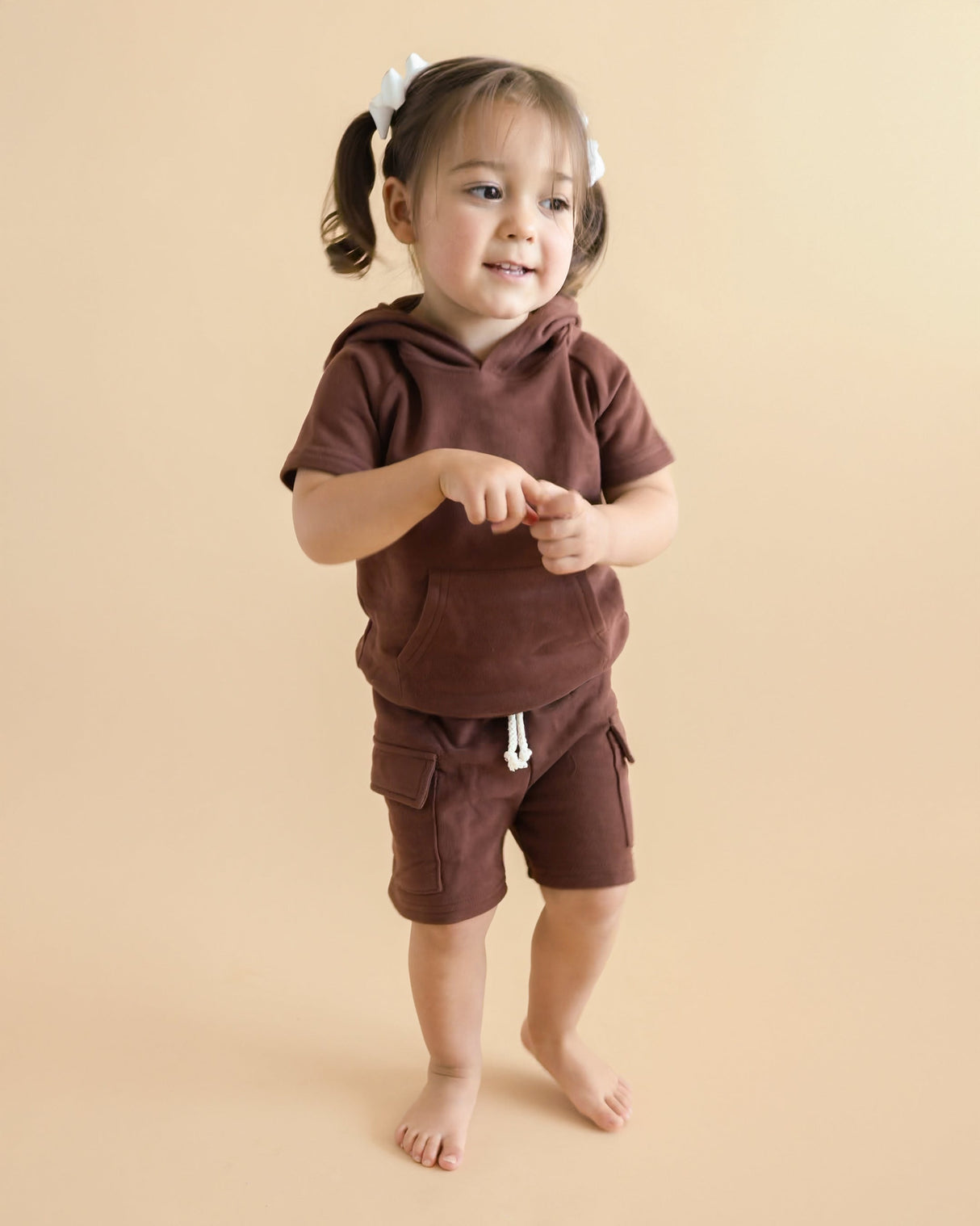Terry Cargo Shorts Set | Chocolate - HoneyBug