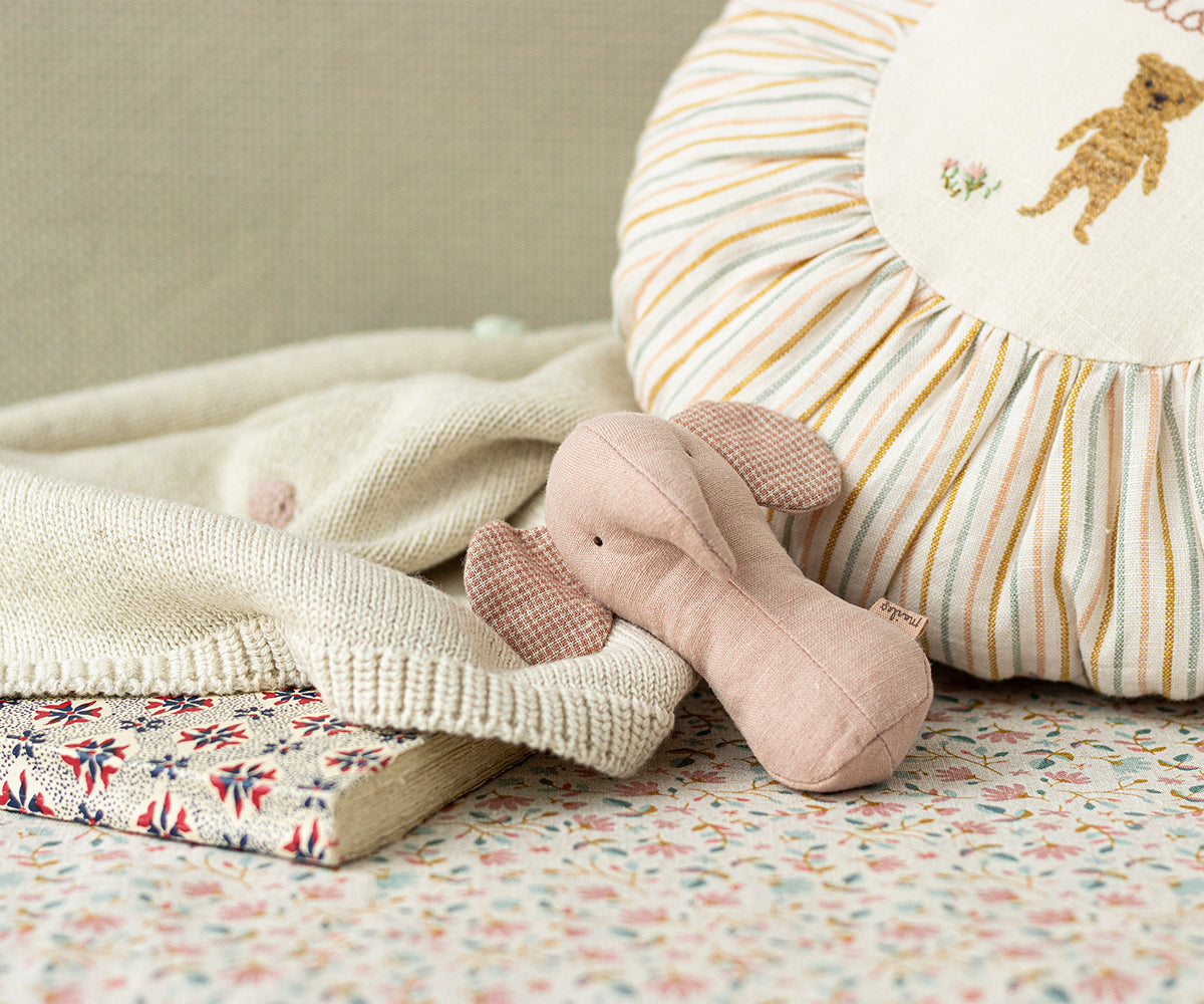 Lullaby Friends Rattle - Elephant - Rose - HoneyBug