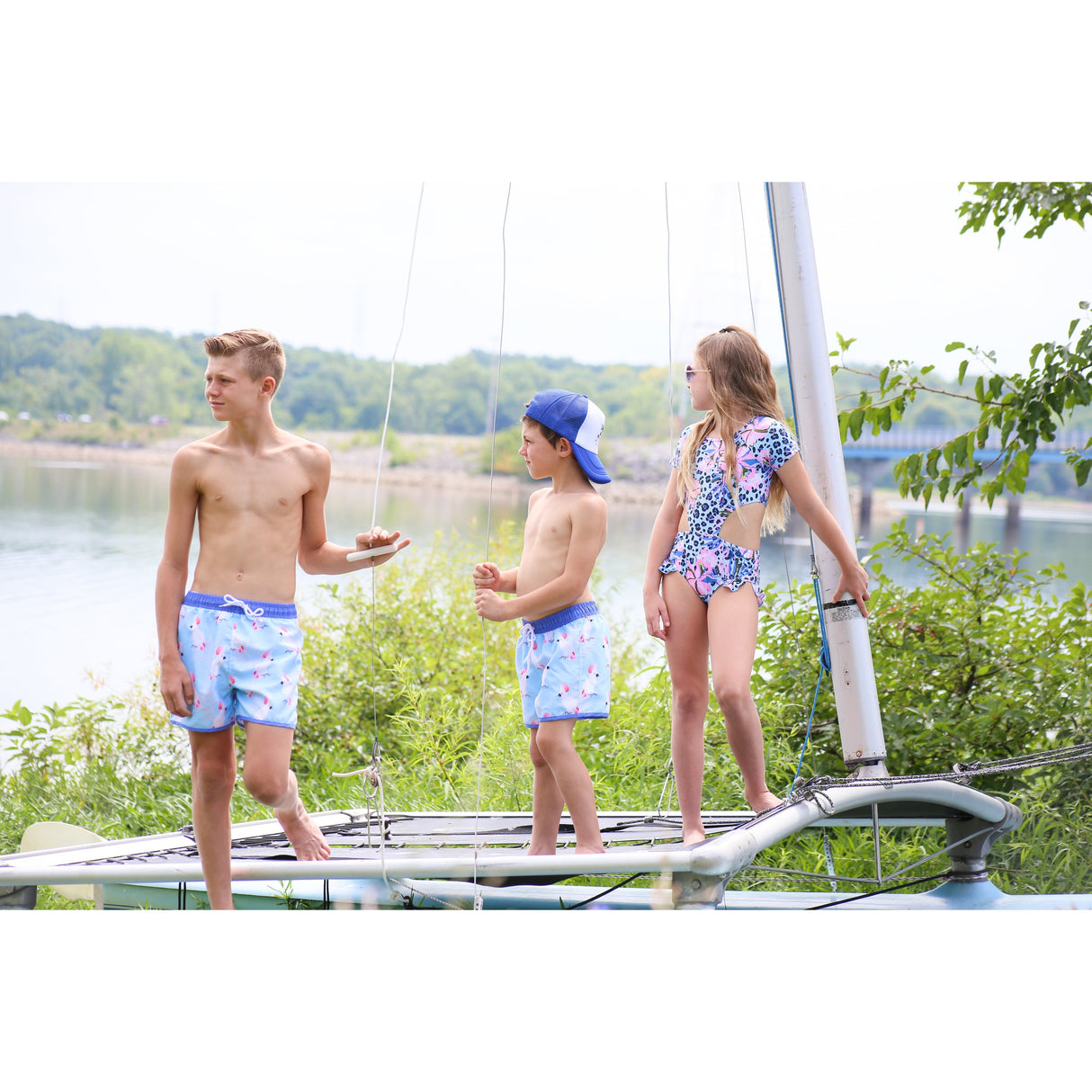 Emerald Toucan Bay Swim Trunks - HoneyBug