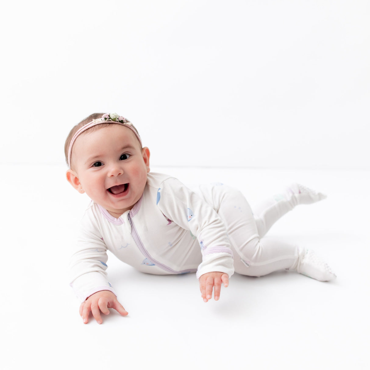 Lavender Fish Zippered Footie - HoneyBug