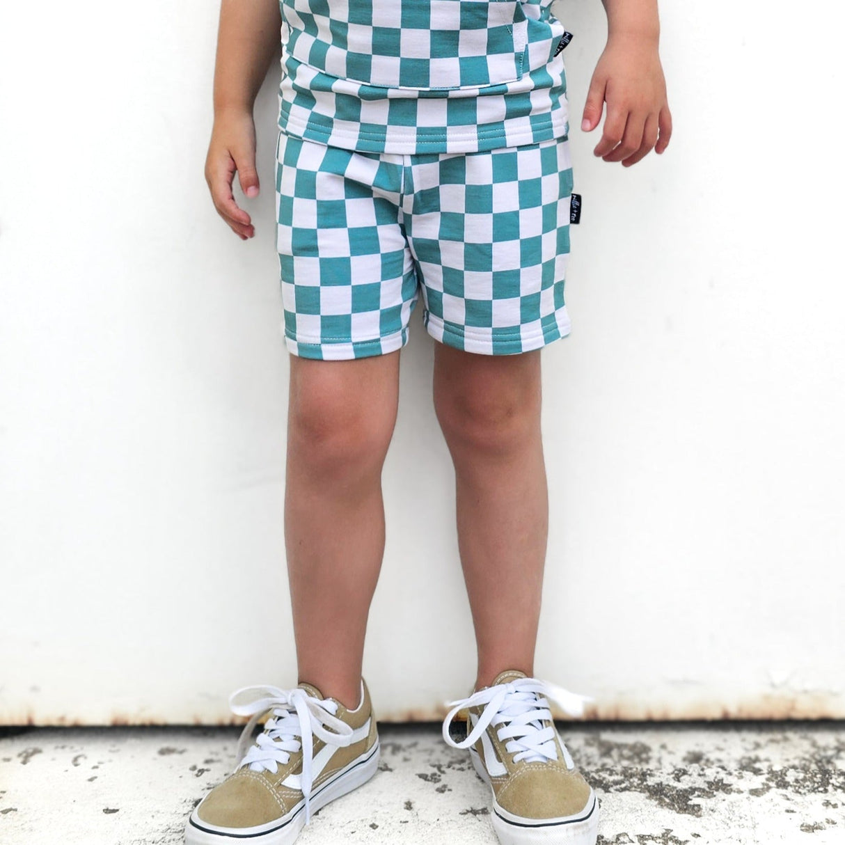 BAMBOO JOGGER SHORTS- Sage Check - HoneyBug