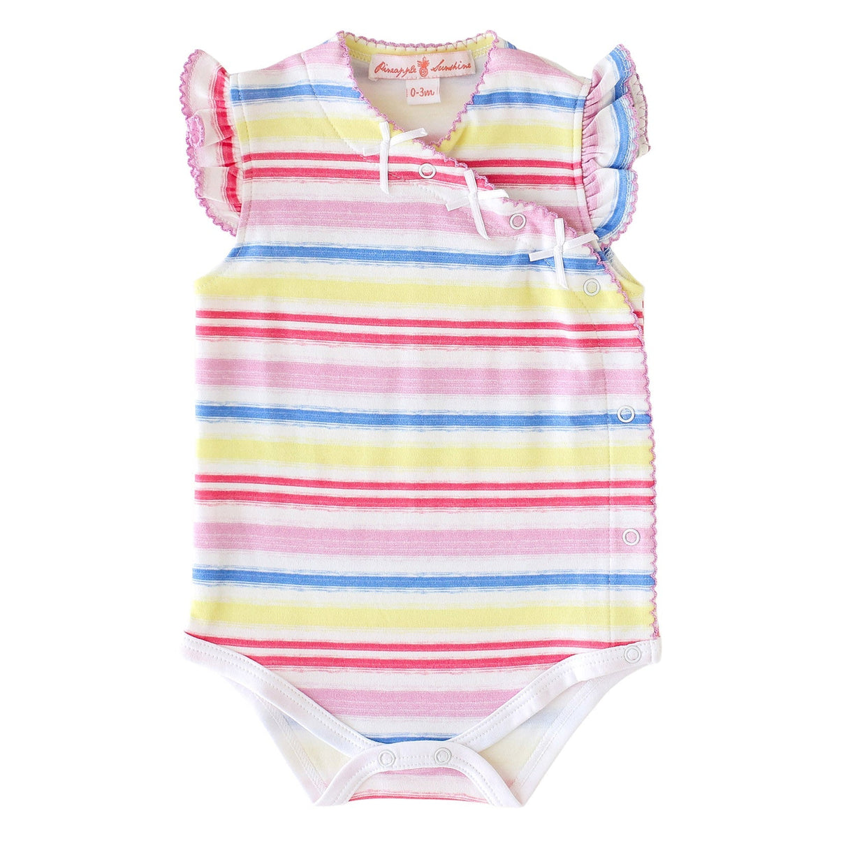 Rainbow Stripe Onesie with Bows - HoneyBug