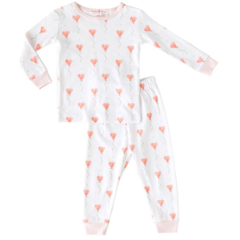 White Heart Balloon Pajama Set - HoneyBug