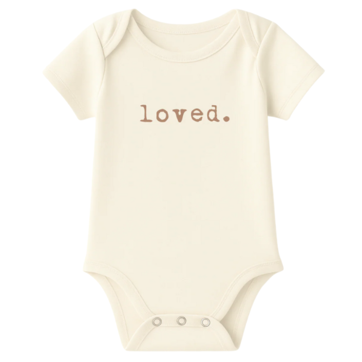 Loved. Clay Organic Cotton Baby Bodysuit Short Sleeve - HoneyBug