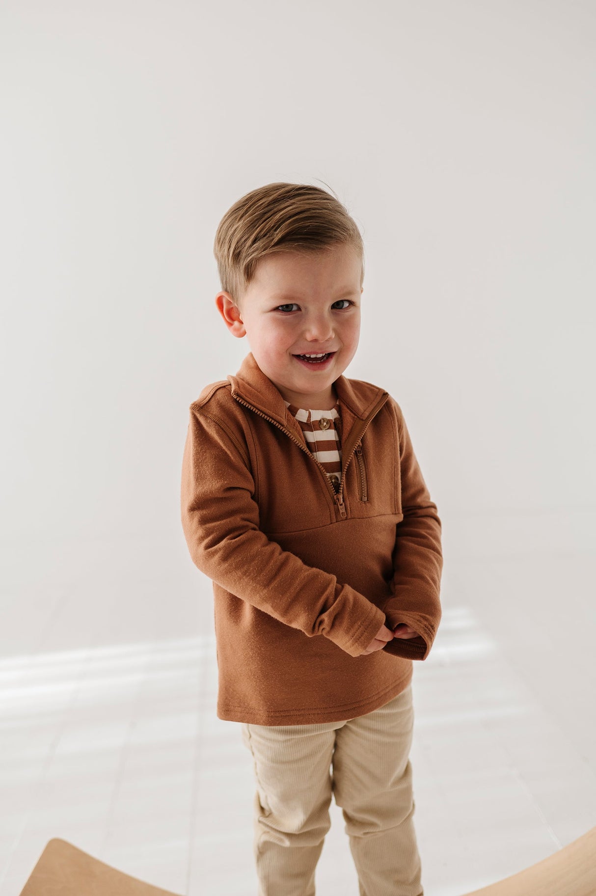 Boy's 3/4 Fleece Zip Sweatshirt - HoneyBug