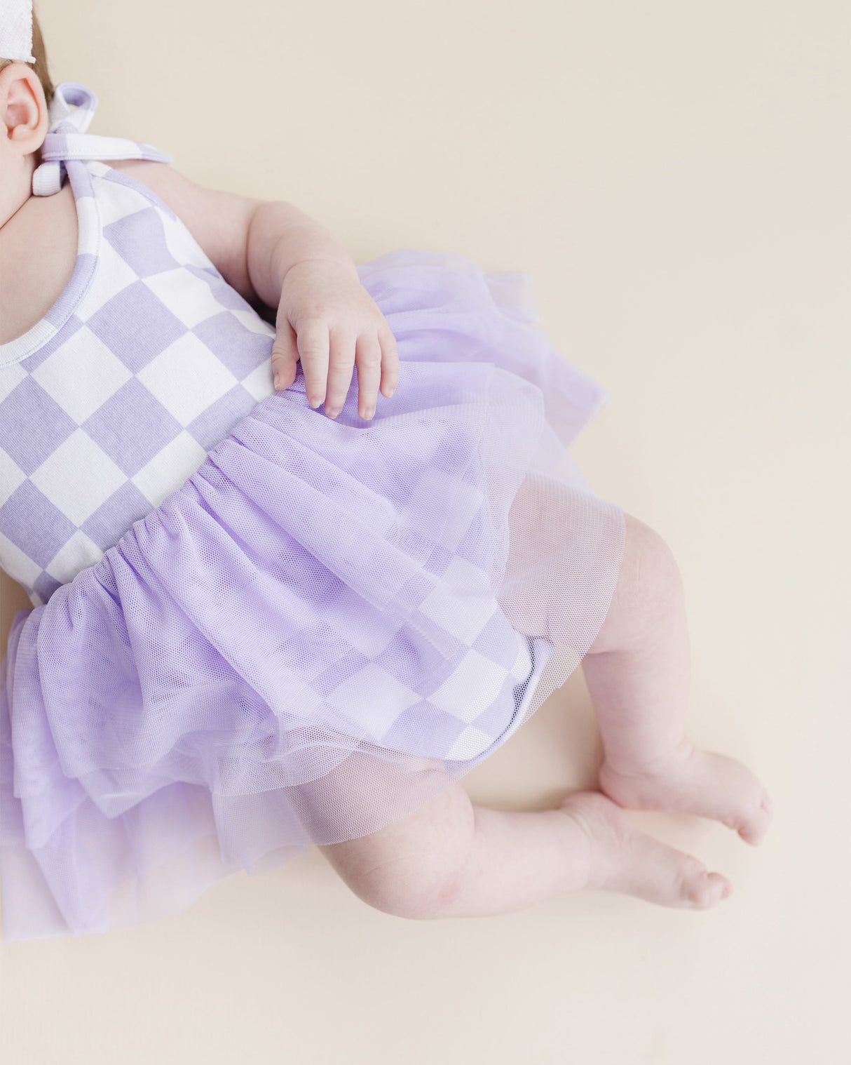 Tutu Romper | Checkered Lavender - HoneyBug