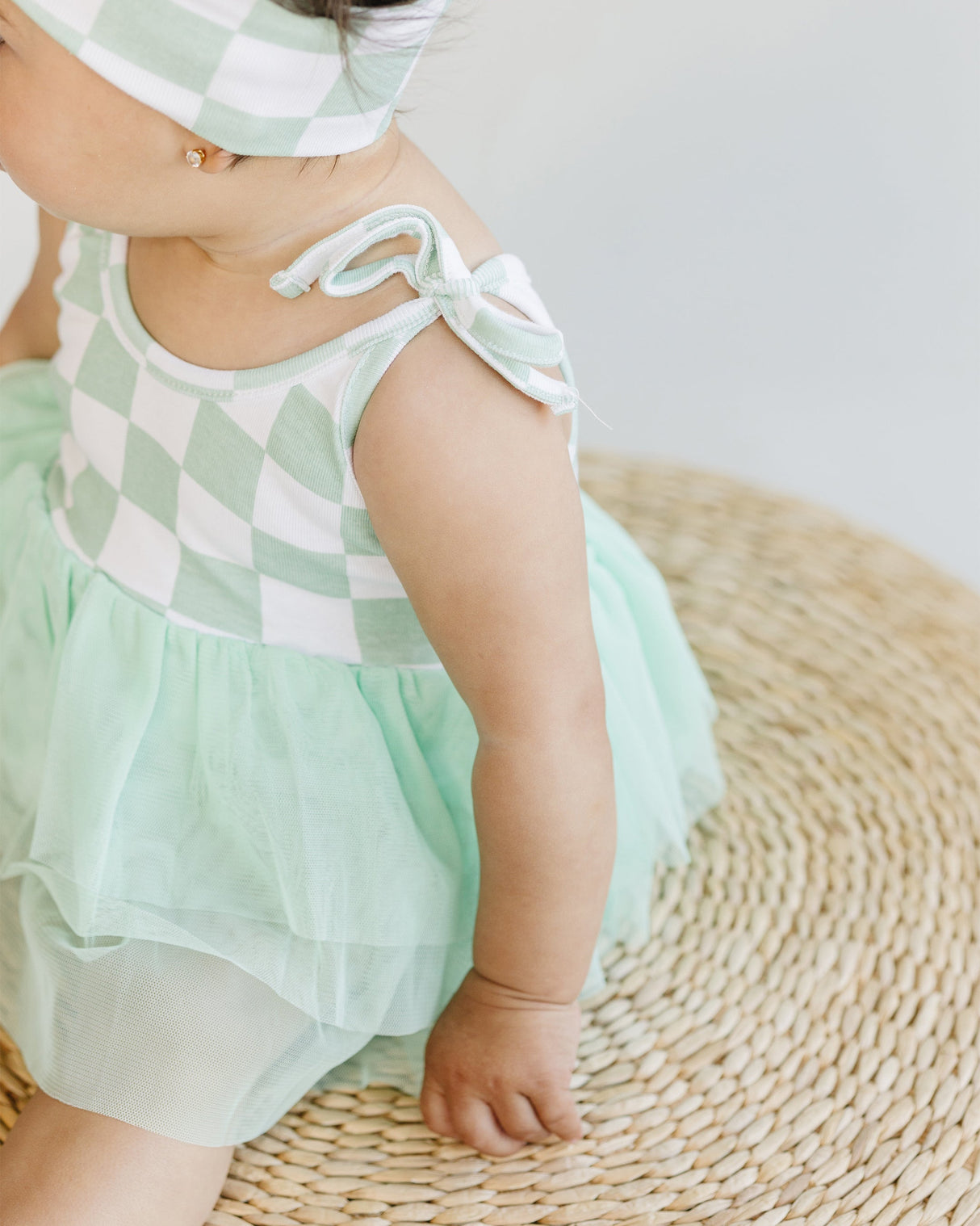 Tutu Romper | Checkered Mint - HoneyBug