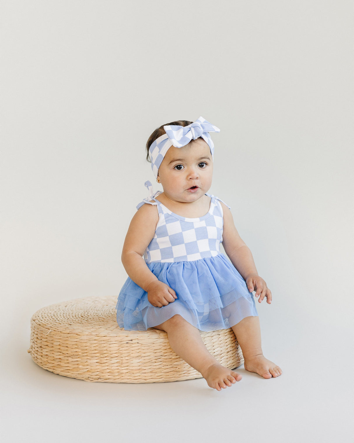 Tutu Romper | Checkered Blue - HoneyBug