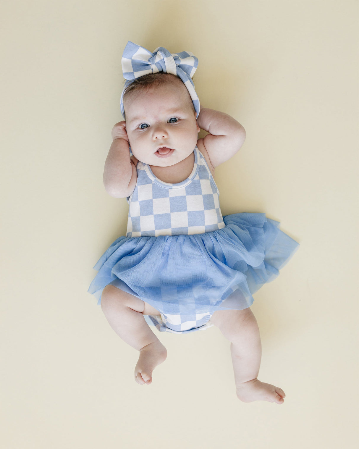 Tutu Romper | Checkered Blue - HoneyBug