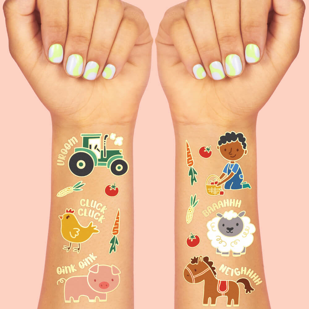 Farm Life Tats - 30 Foil Temporary Tattoos