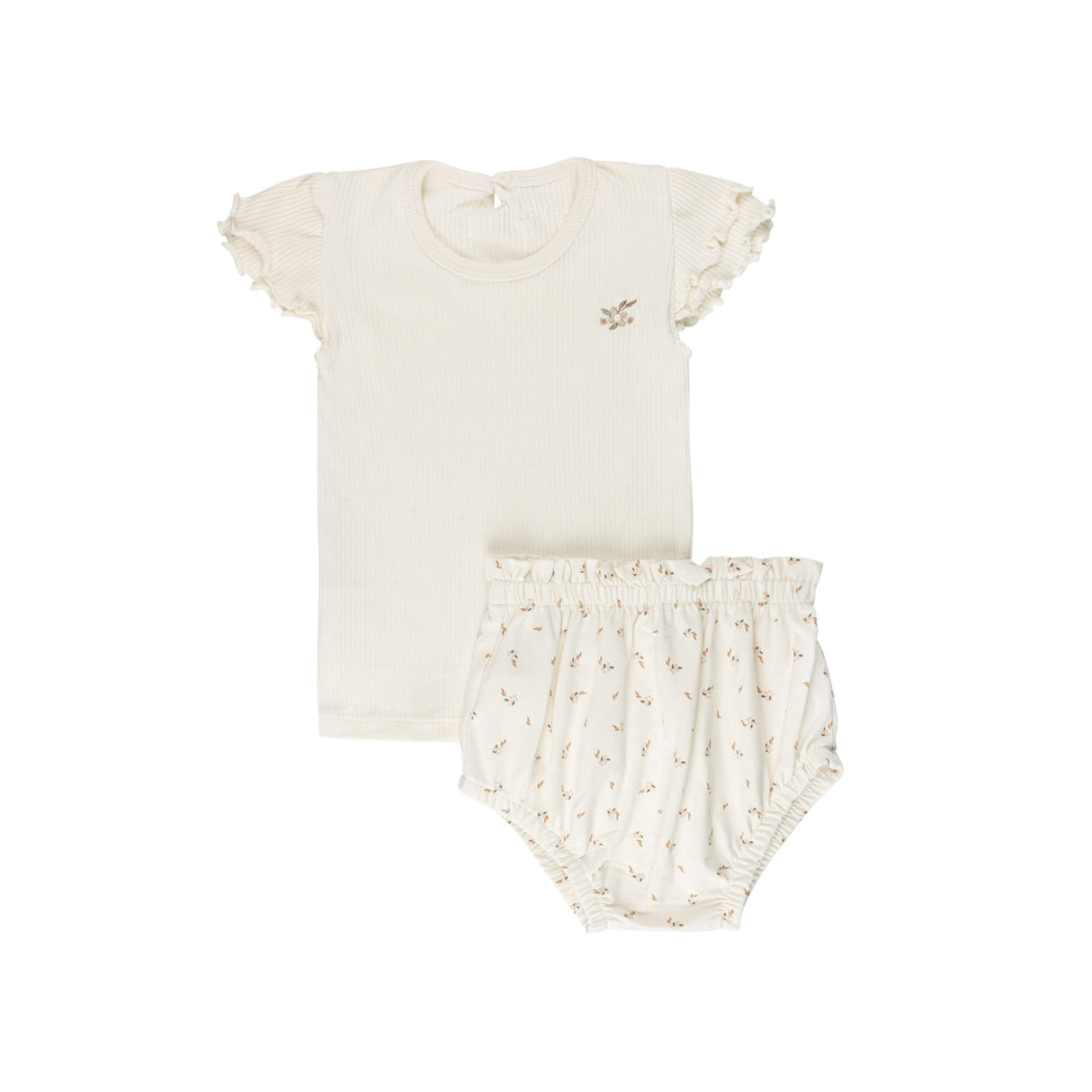 Cotton - Printed Floral - Tshirt & Bloomer - HoneyBug
