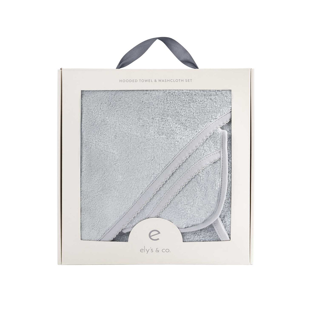 Hooded Towel & Washcloth - Misty Blue - HoneyBug