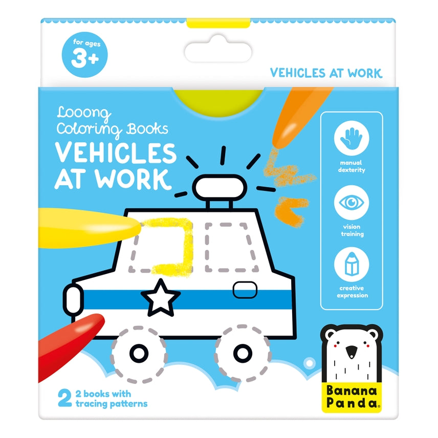 Looong Coloring Books - Ready To Draw - Vehicles At Work - HoneyBug