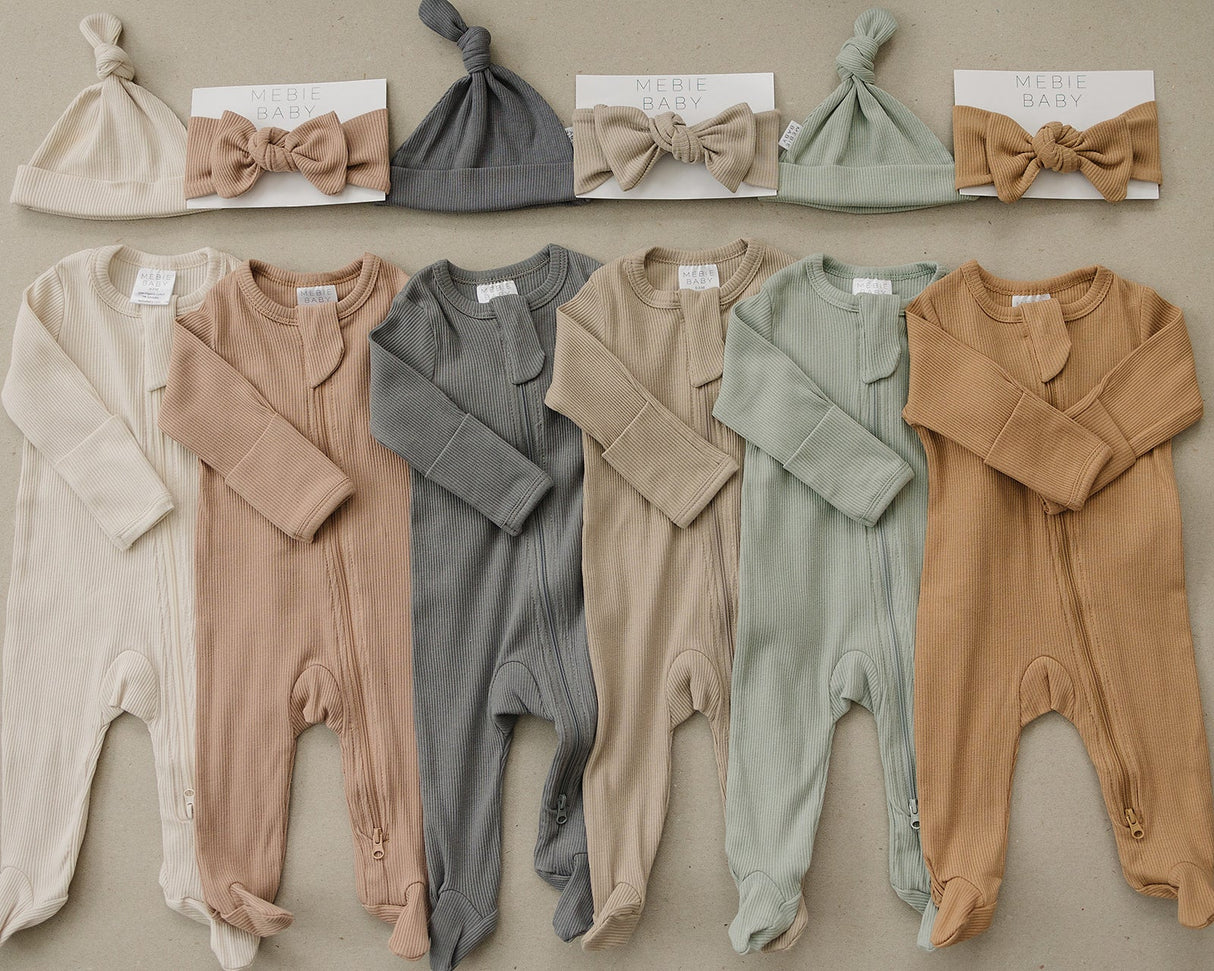 Oatmeal Organic Cotton Ribbed Zipper - HoneyBug