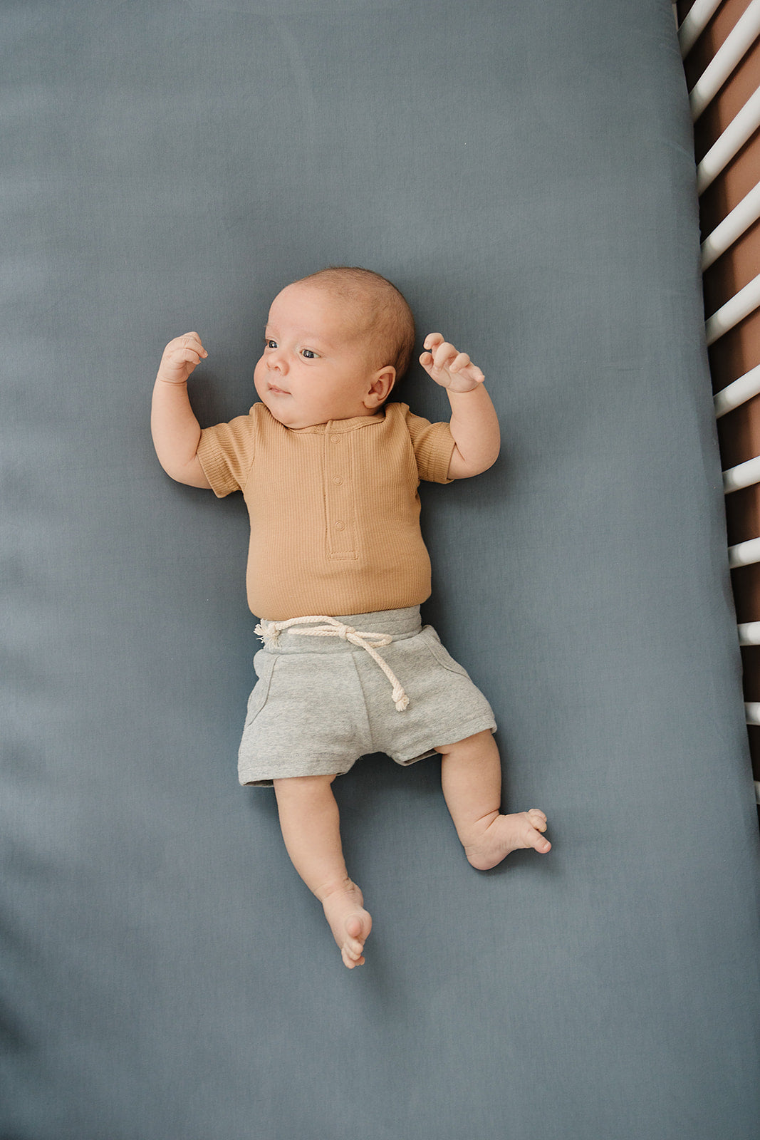 Dusty Blue Bamboo Stretch Crib Sheet - HoneyBug