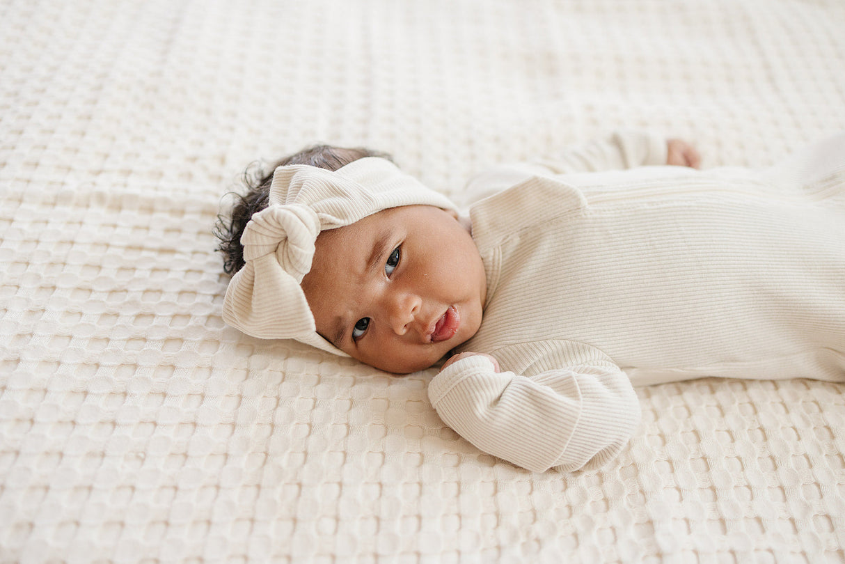 Vanilla Organic Cotton Ribbed Zipper - HoneyBug