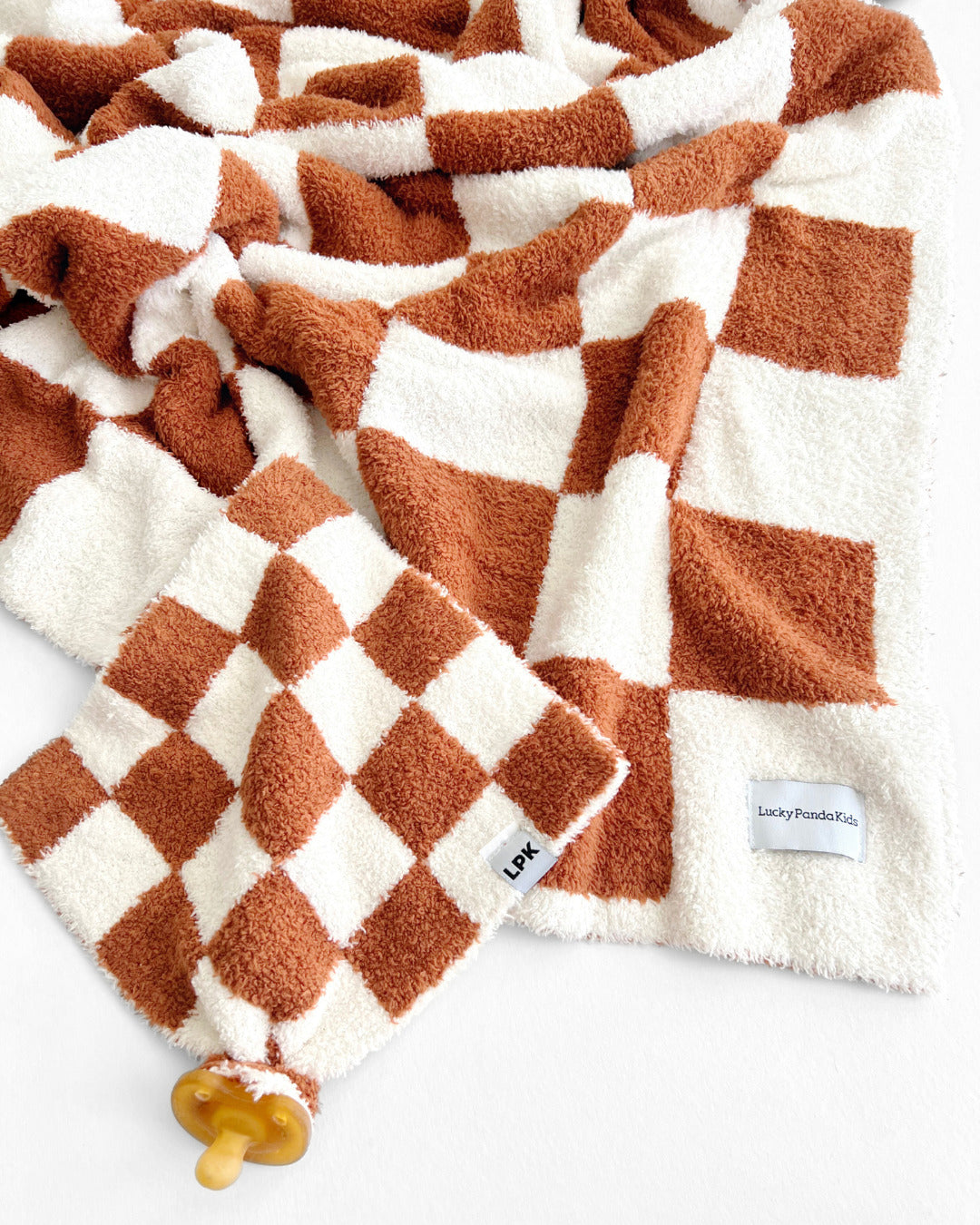 Checkered Plush Lovey | Copper - HoneyBug