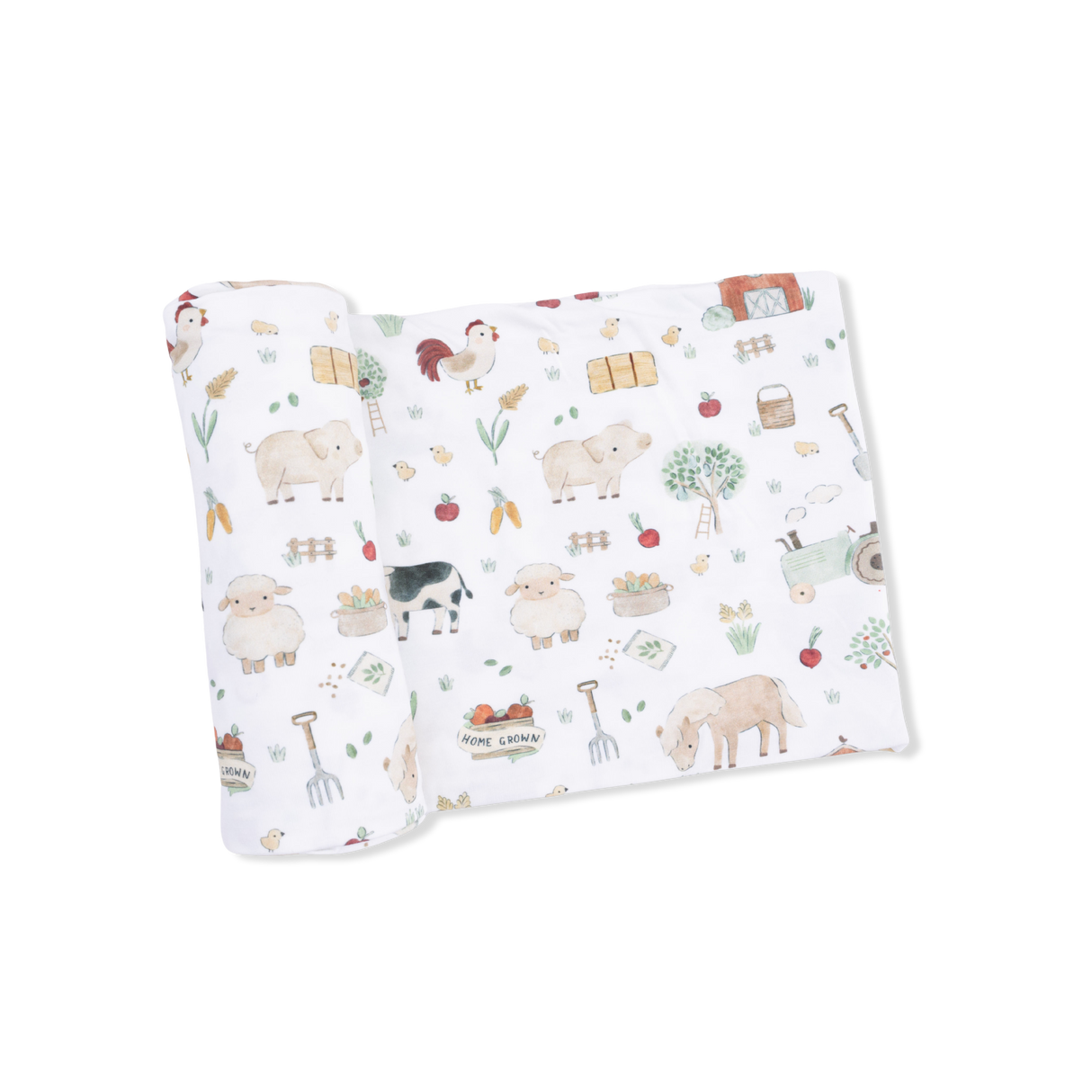 Cute Farm Animals Uni - 2 Way Zipper Footie, Swaddle & Bandana Bib Set