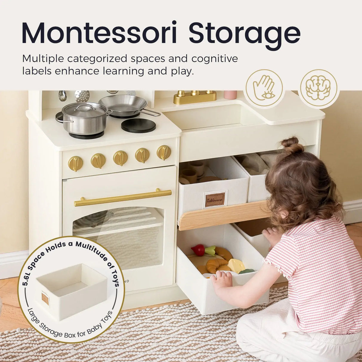 Tiny Land® Serenity Play Kitchen - Cream - HoneyBug