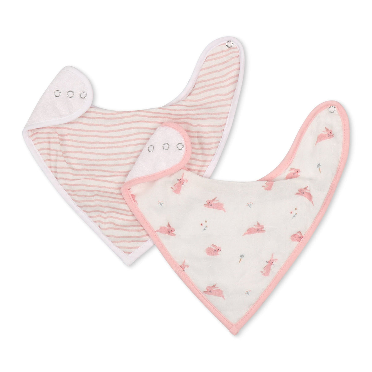 Bunny & Pink Wave Bib Set - HoneyBug