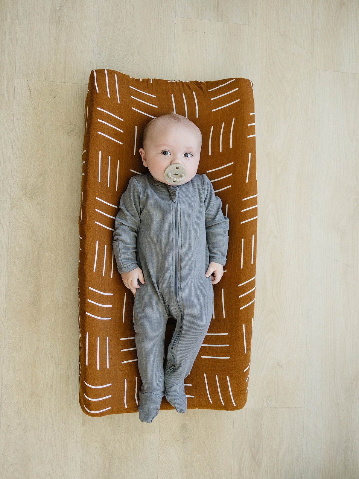 Mustard Mudcloth Muslin Changing Pad Cover - HoneyBug