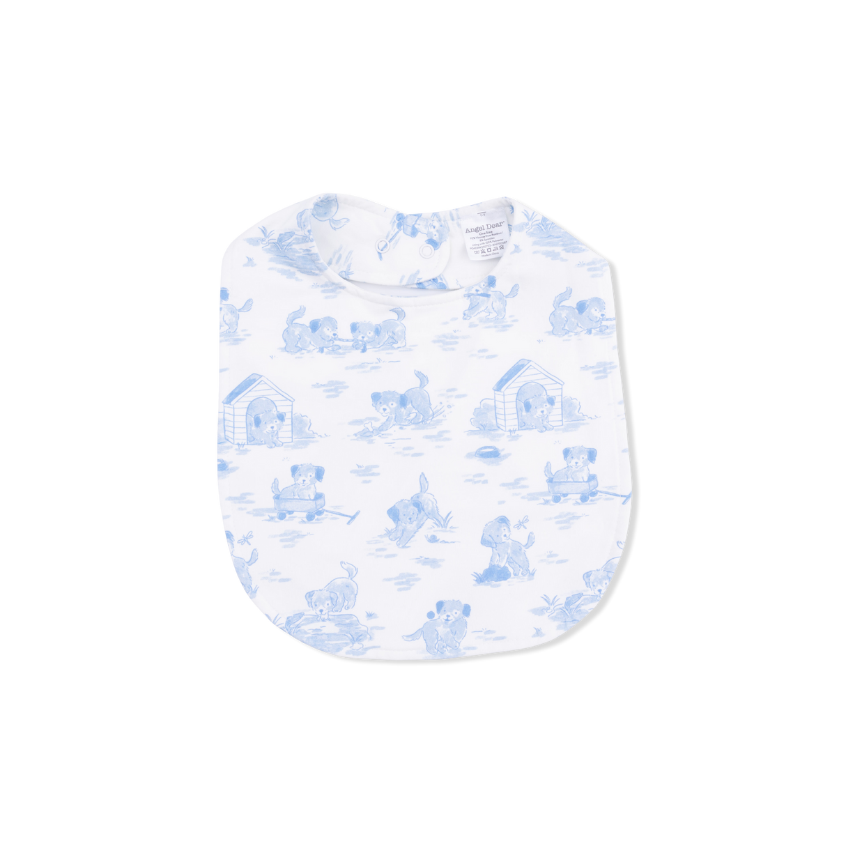 Puppy Toile Blue - 2 Way Zipper Footie, Swaddle & Bandana Bib Set