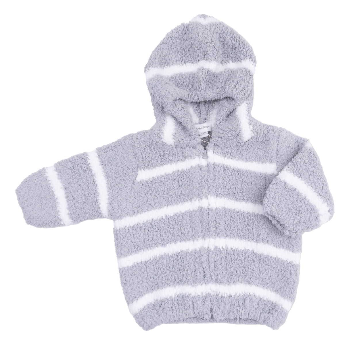 Chenille Hoodie - Grey & Ivory Stripe - HoneyBug