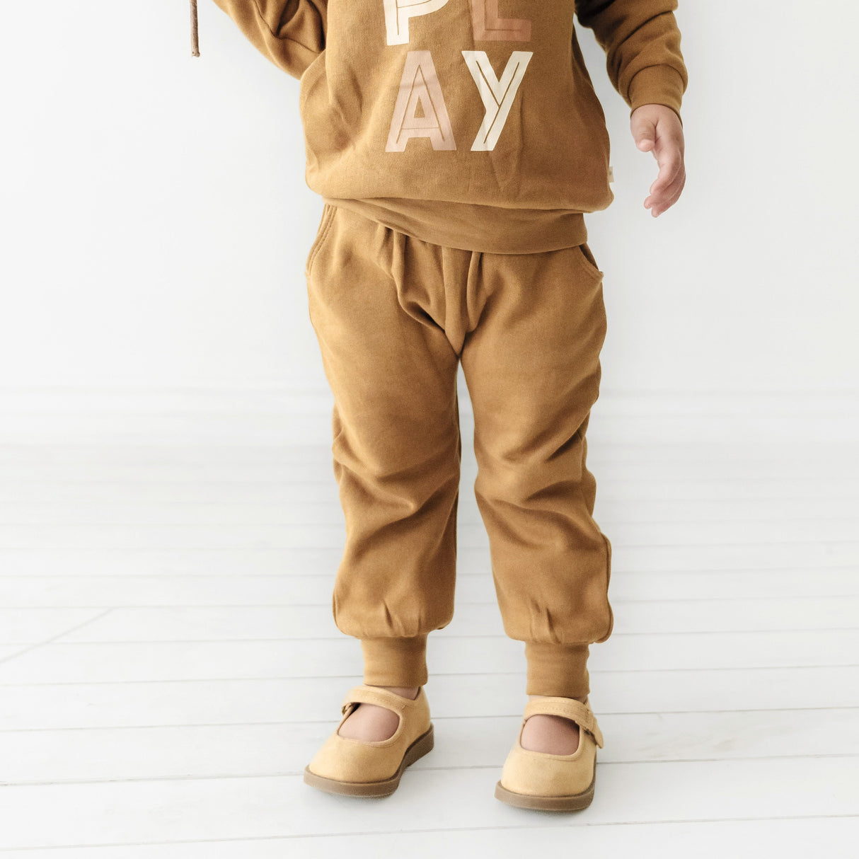 Organic Baby Toddler Jogger Pants - Tan - HoneyBug