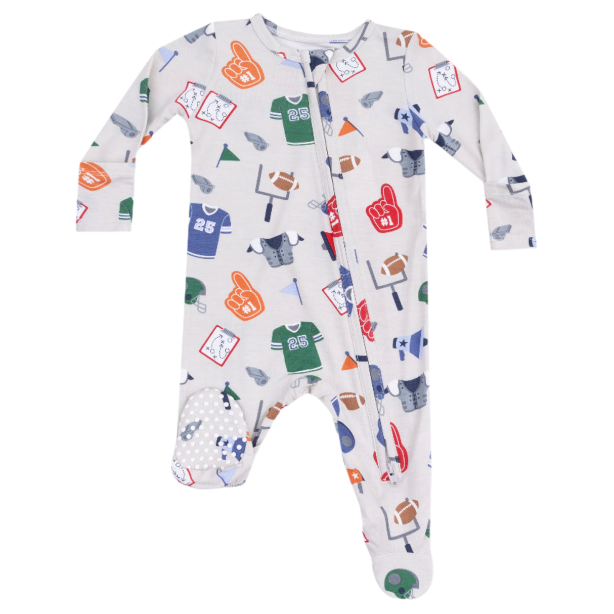 2 Way Zipper Footie - Game Day Grey - HoneyBug