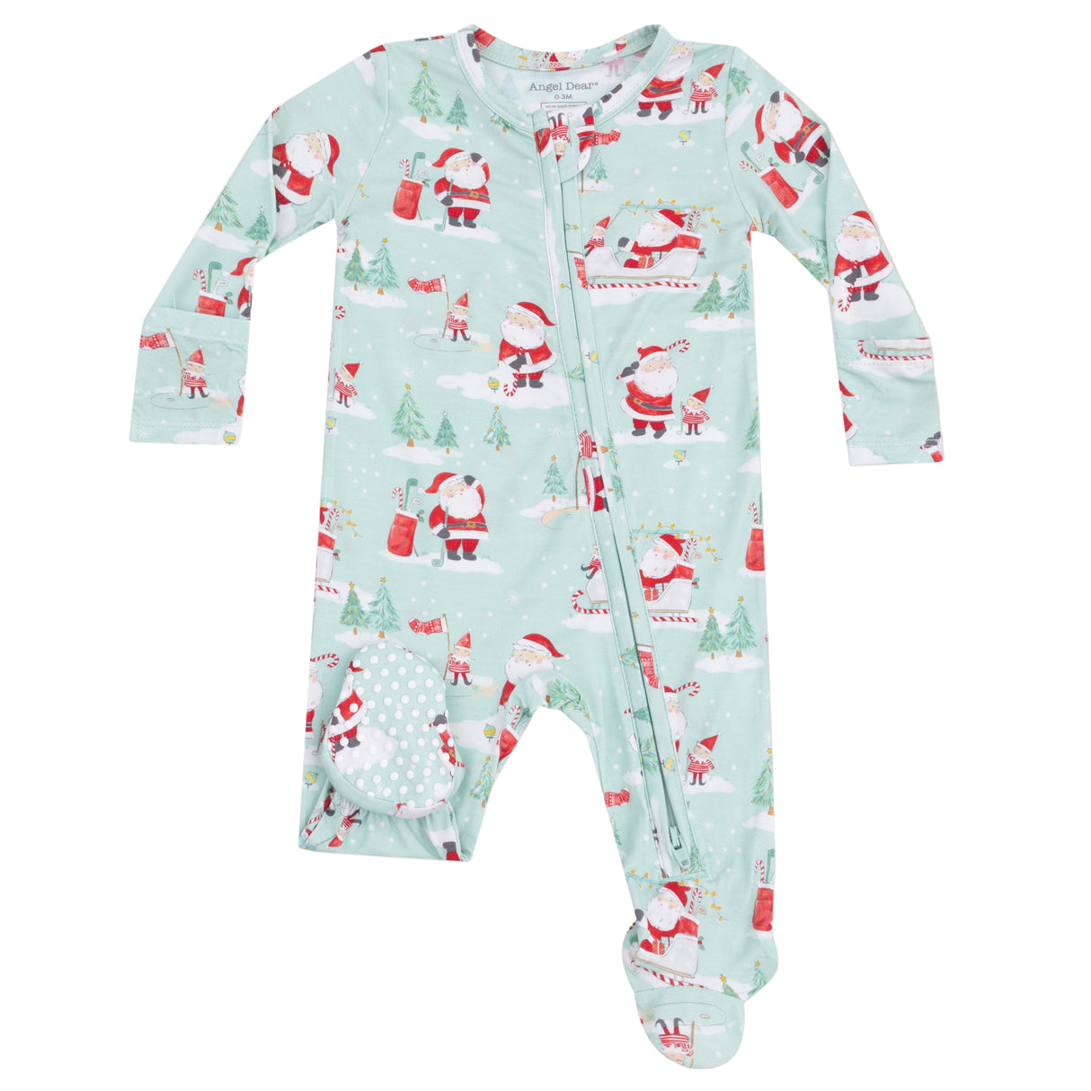 2 Way Zipper Footie - Golfing Santa and Elves - HoneyBug