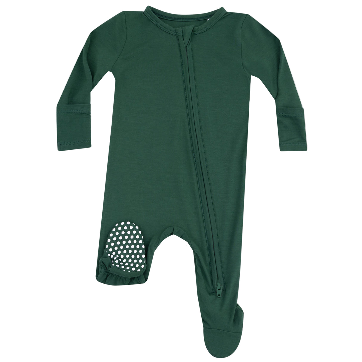 2 Way Zipper Footie - Hunter Green - HoneyBug