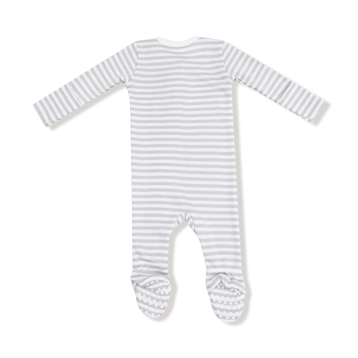 2 Way Zipper Footie - Stripe - Mineral- Grey/White - HoneyBug